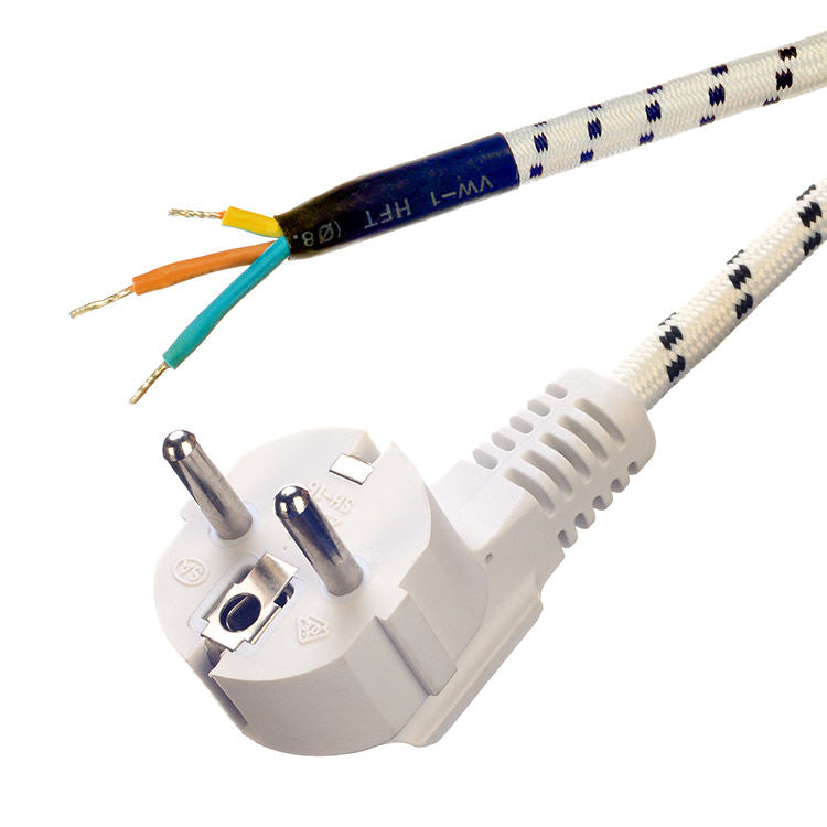 Top Quality VDE Standard Power Cord & Extension Cord 3 Prong Cotton Braided AC Power Cord for Steam Iron