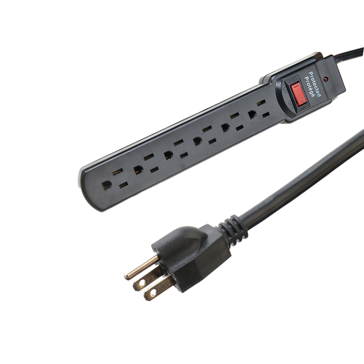 High Quality American Standard ETL15A/125V 6 Outlet Power Strip Surge Protector For Home Appliances