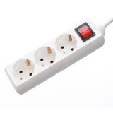 CE certificated EU standard 3 Way Extension Sockets Power strip with switch 3x1.5mm2 Cable 1 meter For Home Appliances