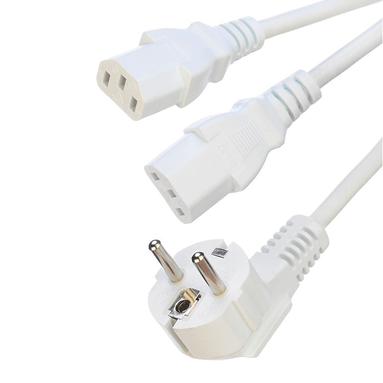 VDE Certificated Computer Power Cord Y-Branch Schuko Plug with 2 way C13 plug socket 16a 2pin