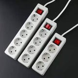 CE certificated EU Extension Socket 3way to 6way Power Strip 3x1.5mm Cable 1 meter For Home Appliances