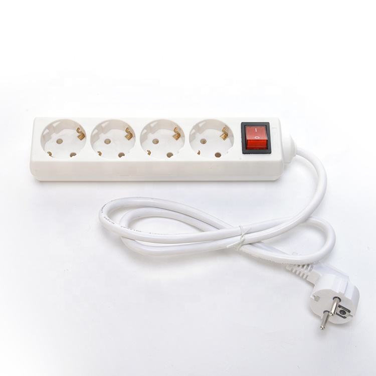 Hot Selling Surge Protector Power Strip eu with 4 outlet power strips cheap price Cable H05VV-F 3x1.5mm2 power cable eu plug 16A