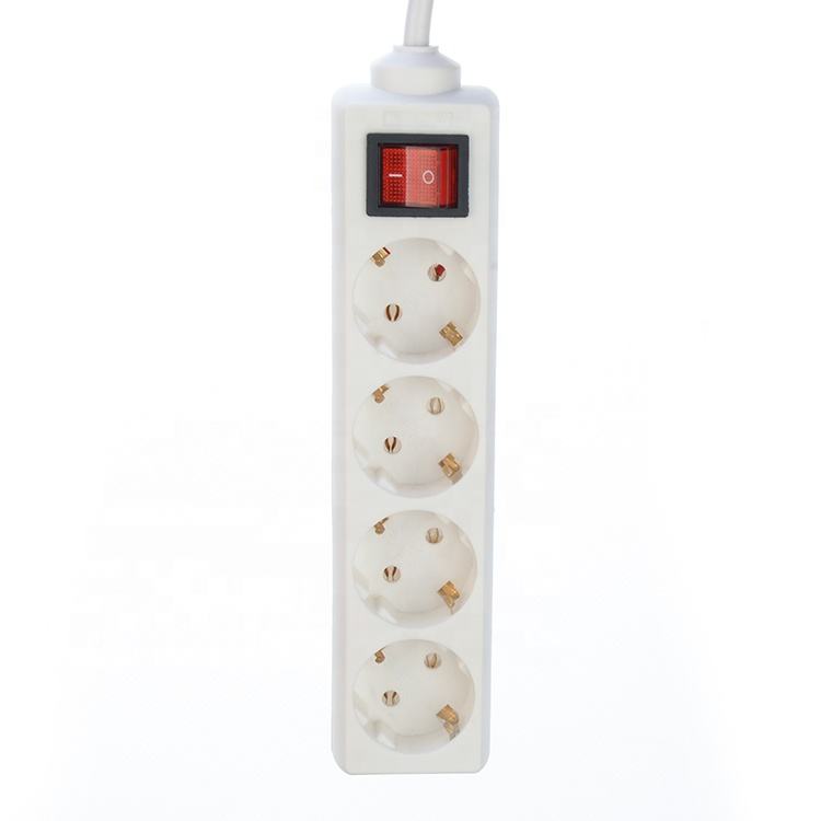 Hot Selling Surge Protector Power Strip eu with 4 outlet power strips cheap price Cable H05VV-F 3x1.5mm2 power cable eu plug 16A