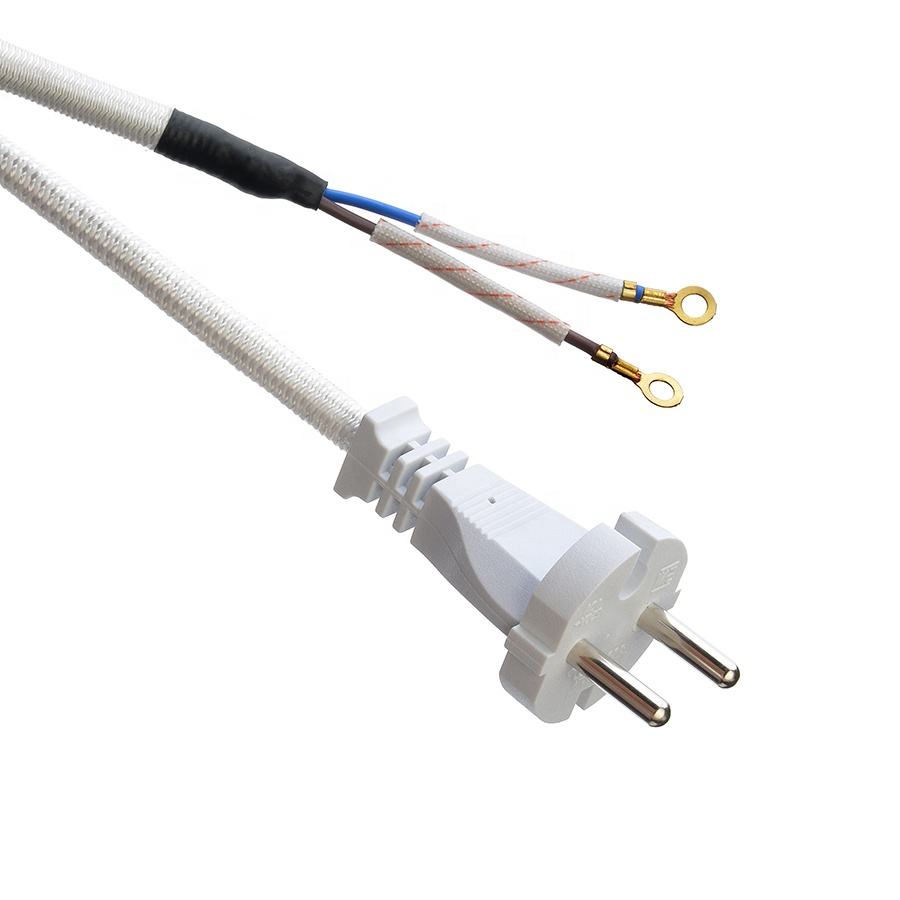 PSE 2Pin Plug Certificated Waterproof 10A Plug Power Cord 4.8Mm Terminal White SNI Power Cord