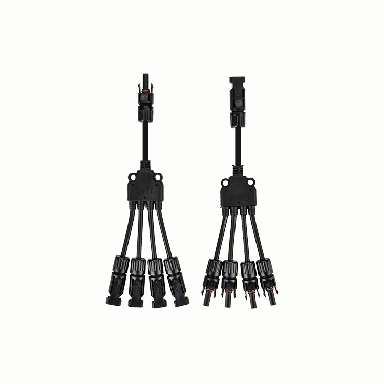 TUV Approved 1x4mm2 Tinned Cooper XLPO XLPE PV Cable Y Splitter 1 transfer 2 with PV004 connector UV protection