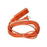 Outdoor Use Extension Cable,Orange, Euro 2 Round Pin Plug with SJT 2/16AWG, Ended with 3 Poles Socket Power Strip