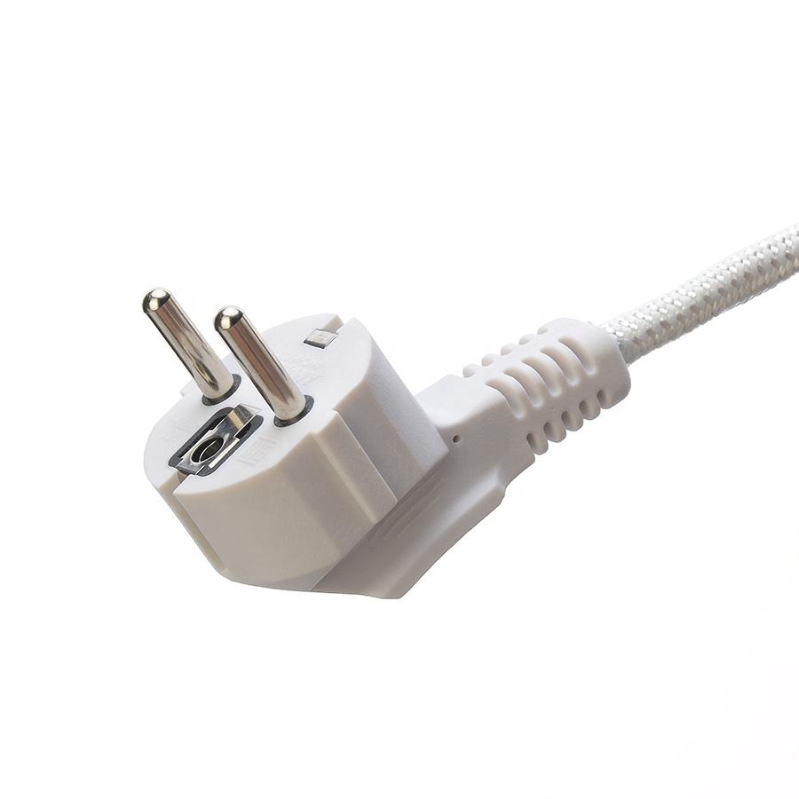 SNI Certificated 16A Plug Braided Power Cord & Extension Cords White Laptop Power Cord With PVC Jacket